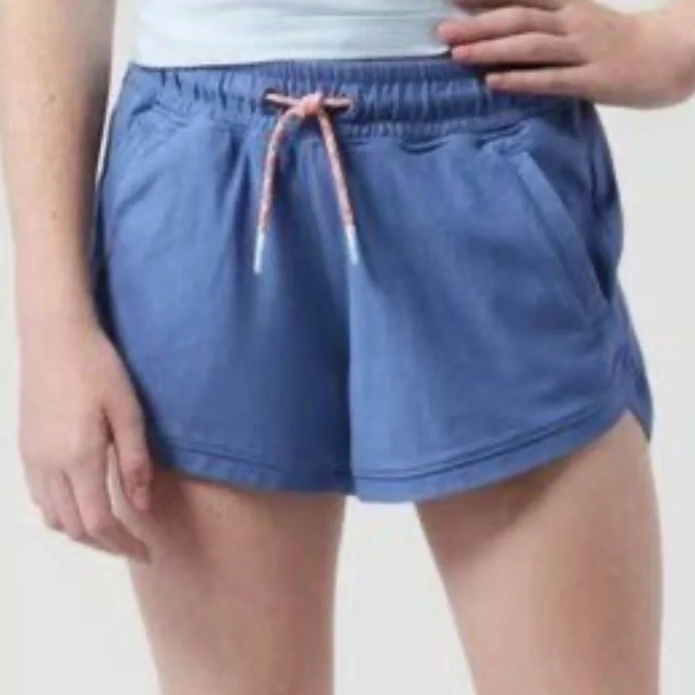 Athleta Girl Elastic Waist Front Tie Blue Shorts Size 12